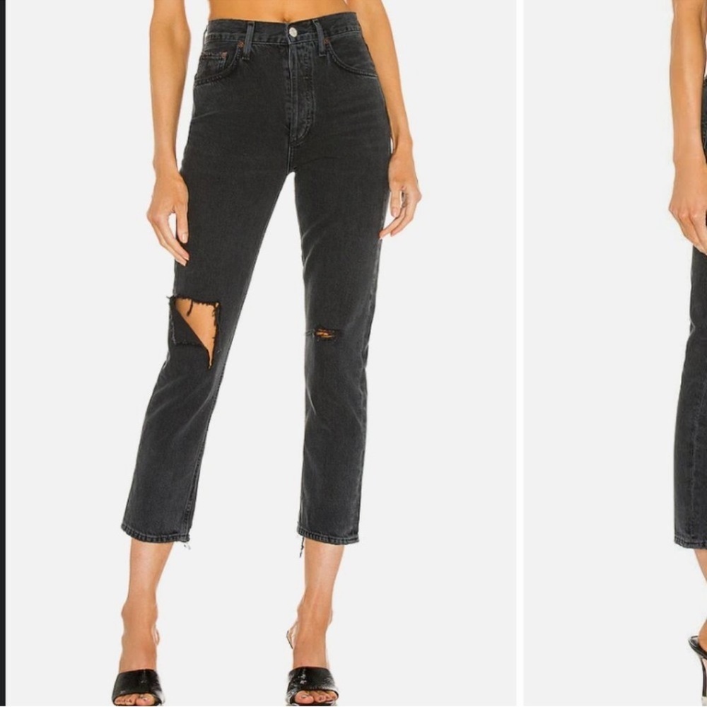 AGOLDE Riley High Rise Straight Leg Crop Jeans Contraband Black Size 26